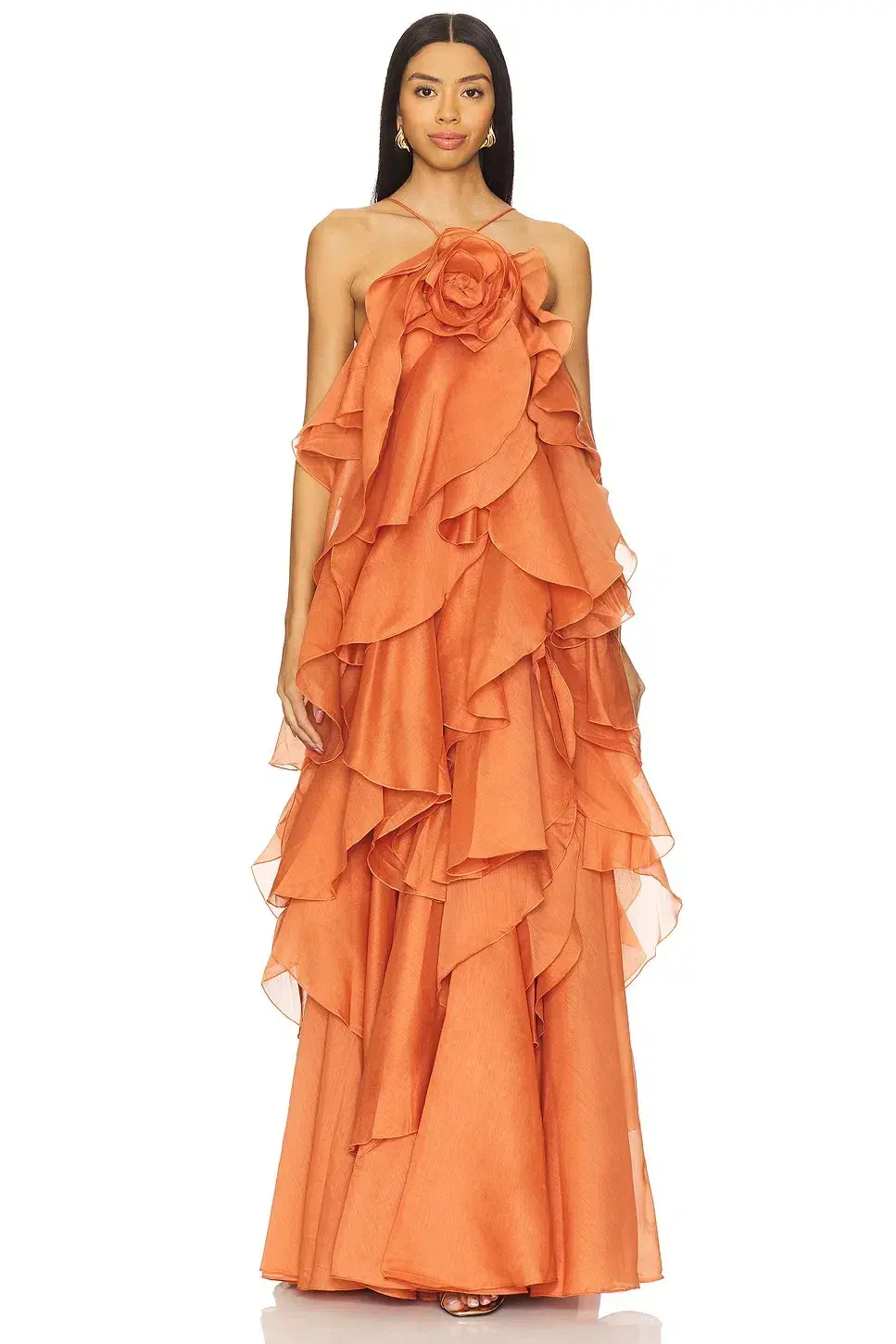 Aje Pandorea Layered Maxi Dress Coral Clay Size 6 - Image 1