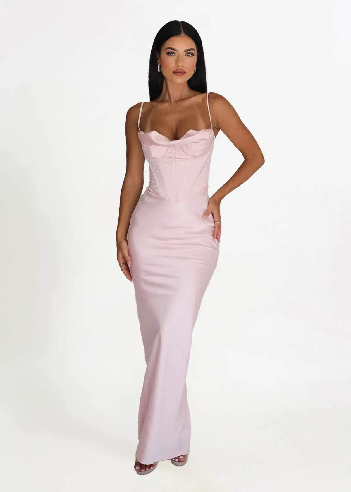 House of CB Charmaine Blush Pink Corset Maxi Dress Size 8 - Image 1
