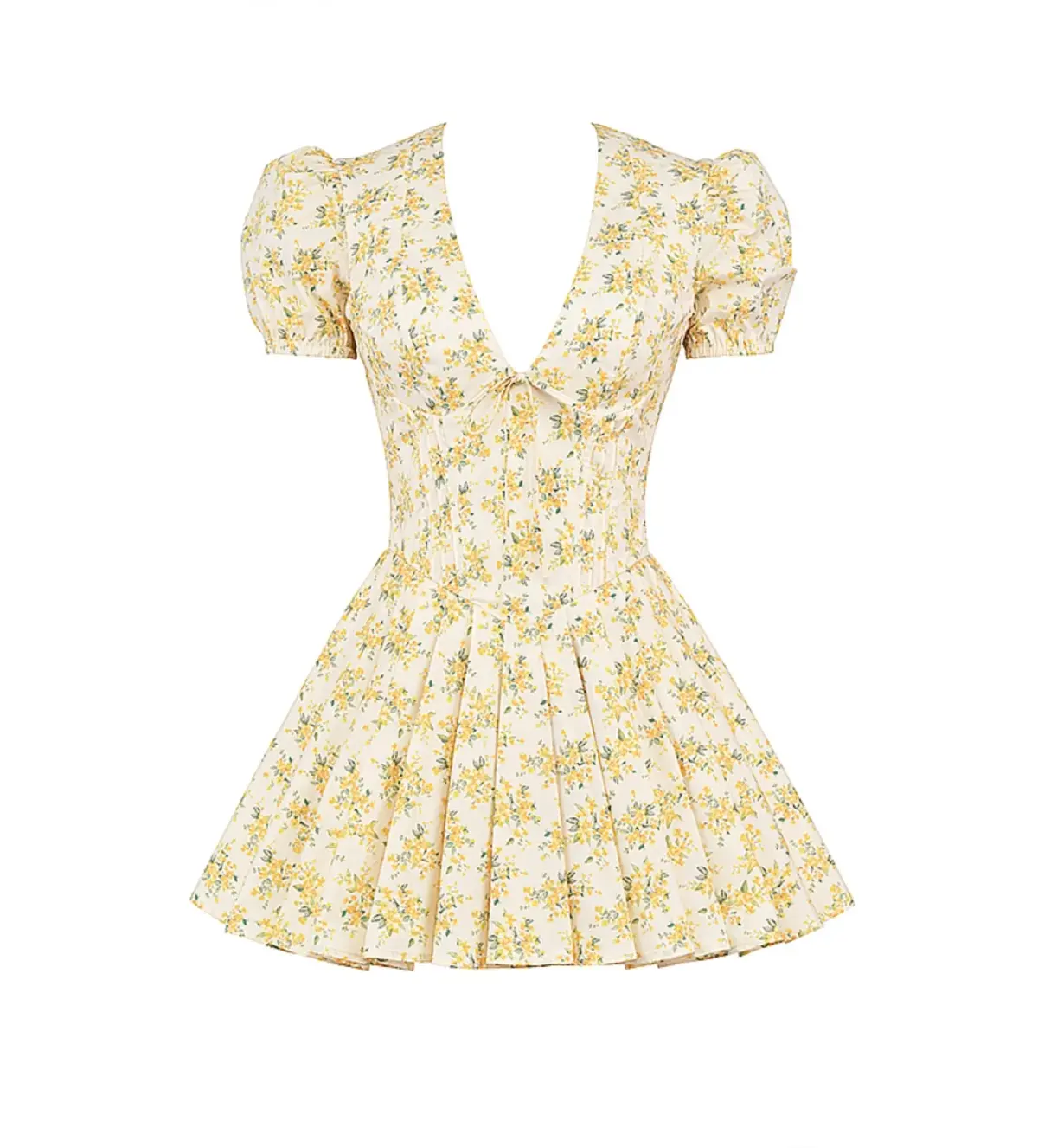 House Of CB Imani Buttercup Pleated Cotton Mini Dress Vintage Floral Print Size 8 - Image 5