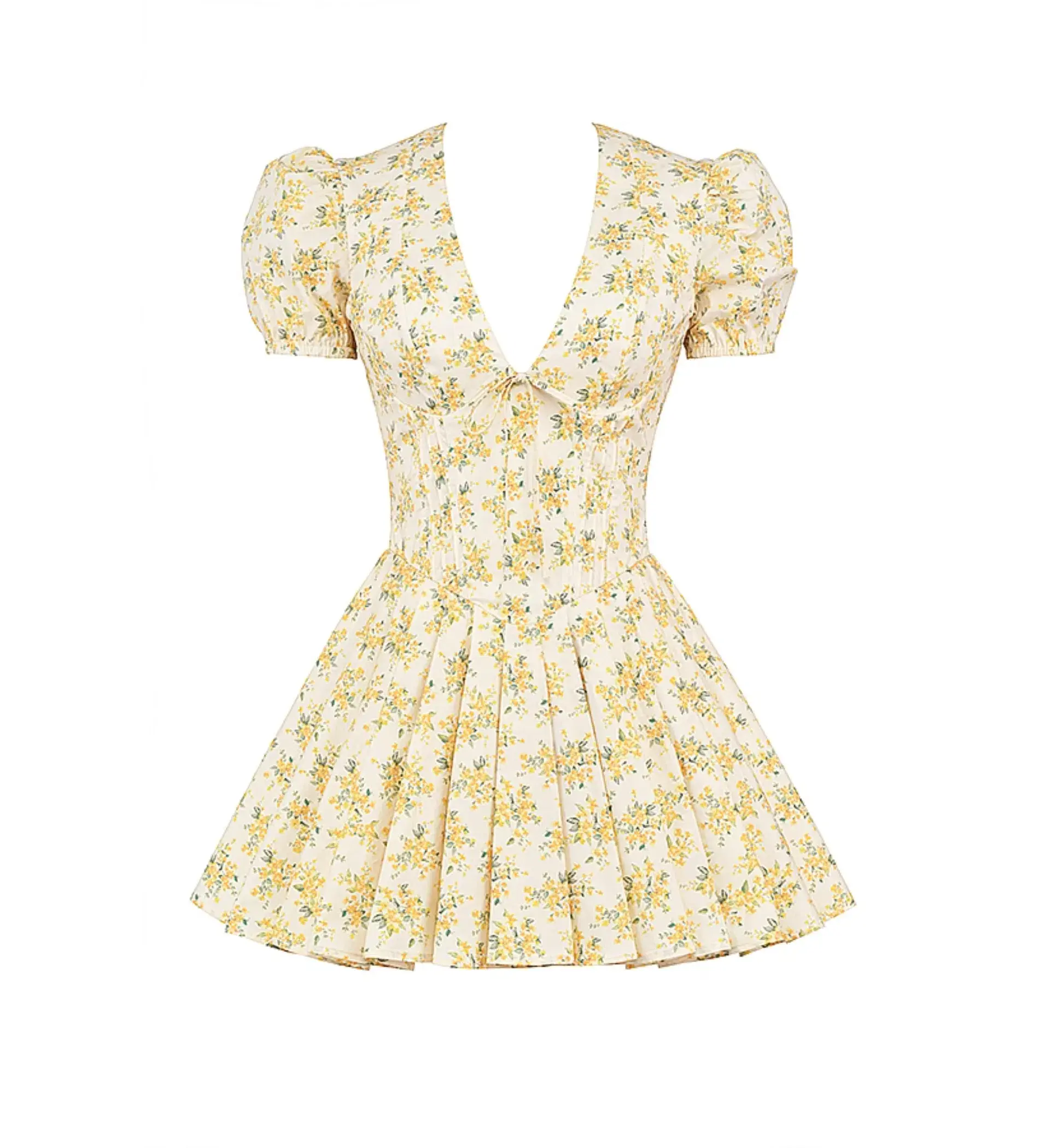 House Of CB Imani Buttercup Pleated Cotton Mini Dress Vintage Floral Print Size 8 - Image 5