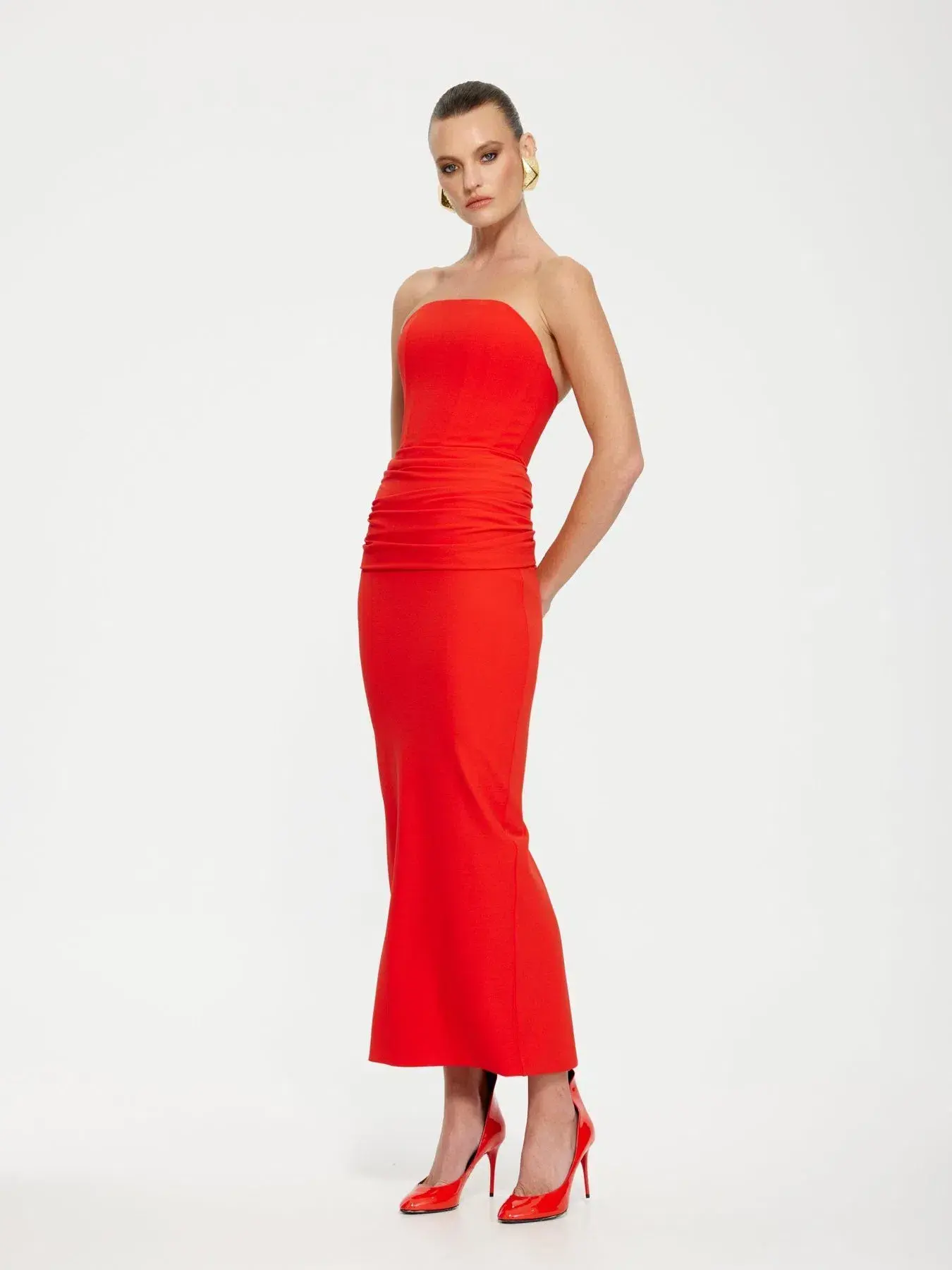 Effie Kats Astor Midi Dress Cherry Red Size 8 - Image 2