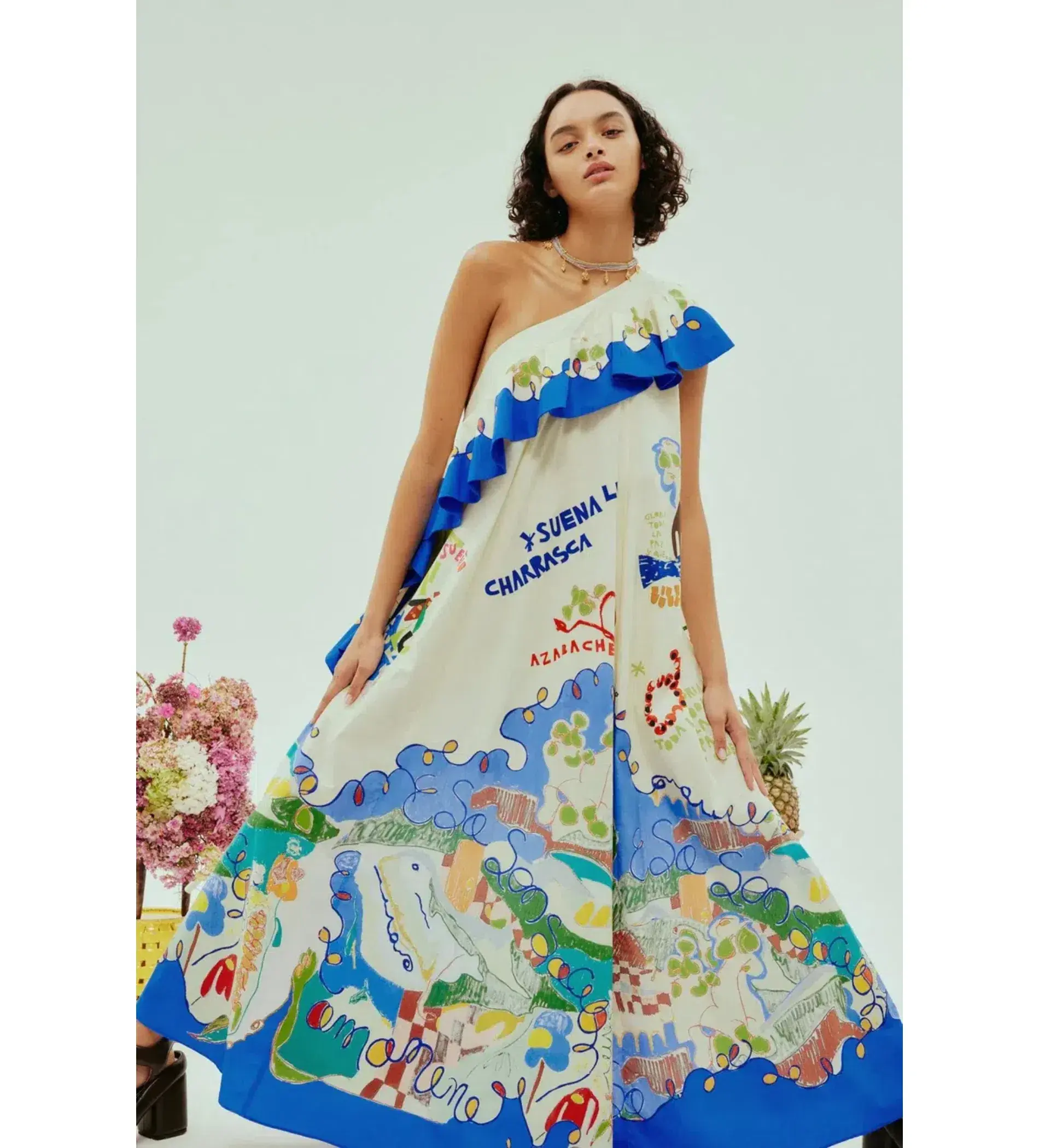 Alemais Nadia One Shoulder Ruffle Maxi Dress Multi Print Size 10 - Image 3