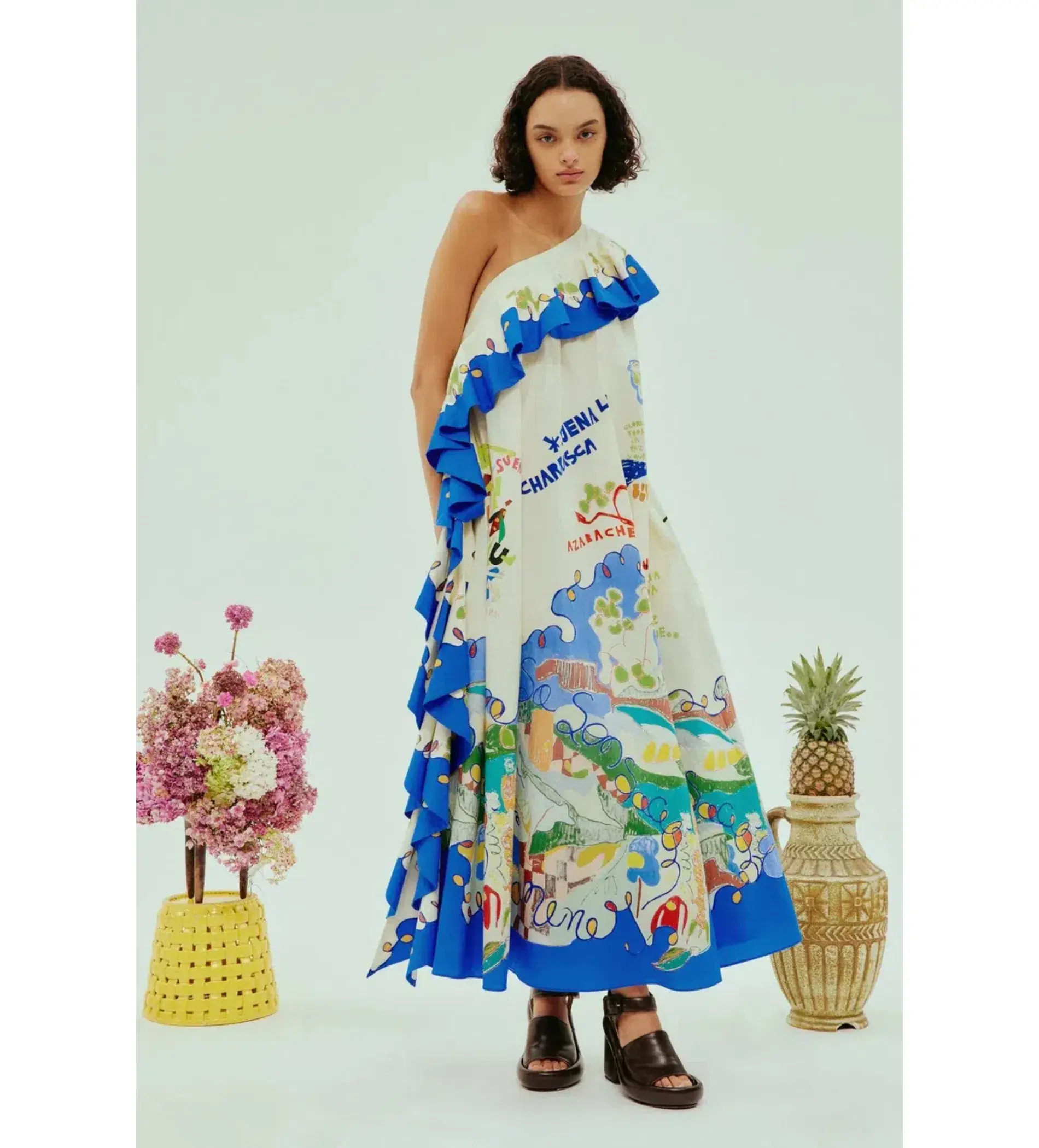 Alemais Nadia One Shoulder Ruffle Maxi Dress Multi Print Size 10 - Image 1