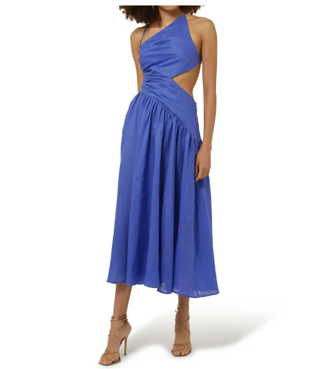 Zimmermann Tropicana Asymmetric Midi Dress in Electric Blue Size 1 / AU 10 for rent on The Volte - main image