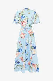 Leo Lin Bianca Midi Dress Blue Floral Size 10 - Image 1