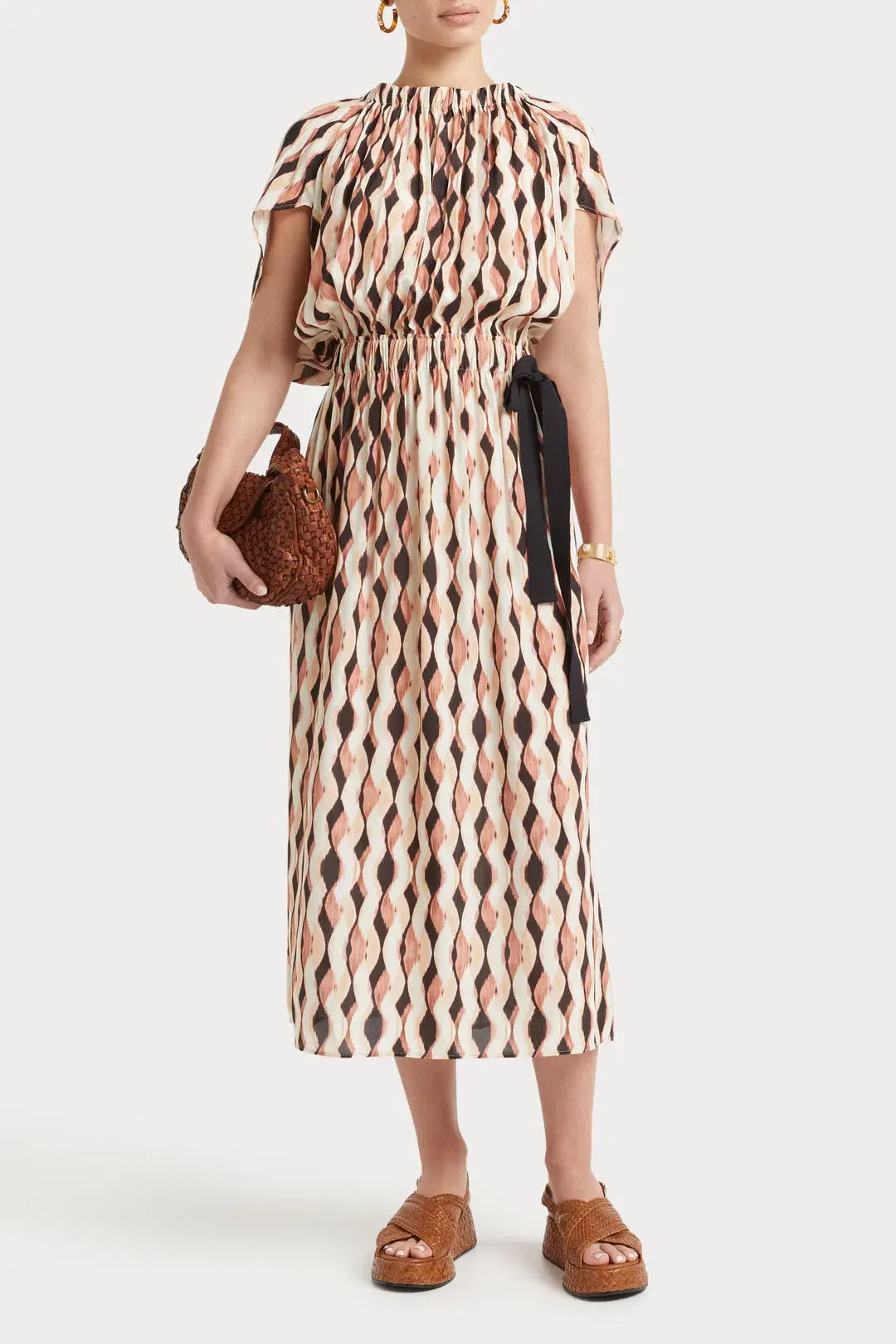 Husk Florence Print Midi Dress in Brown Size M/AU 10 - Image 2