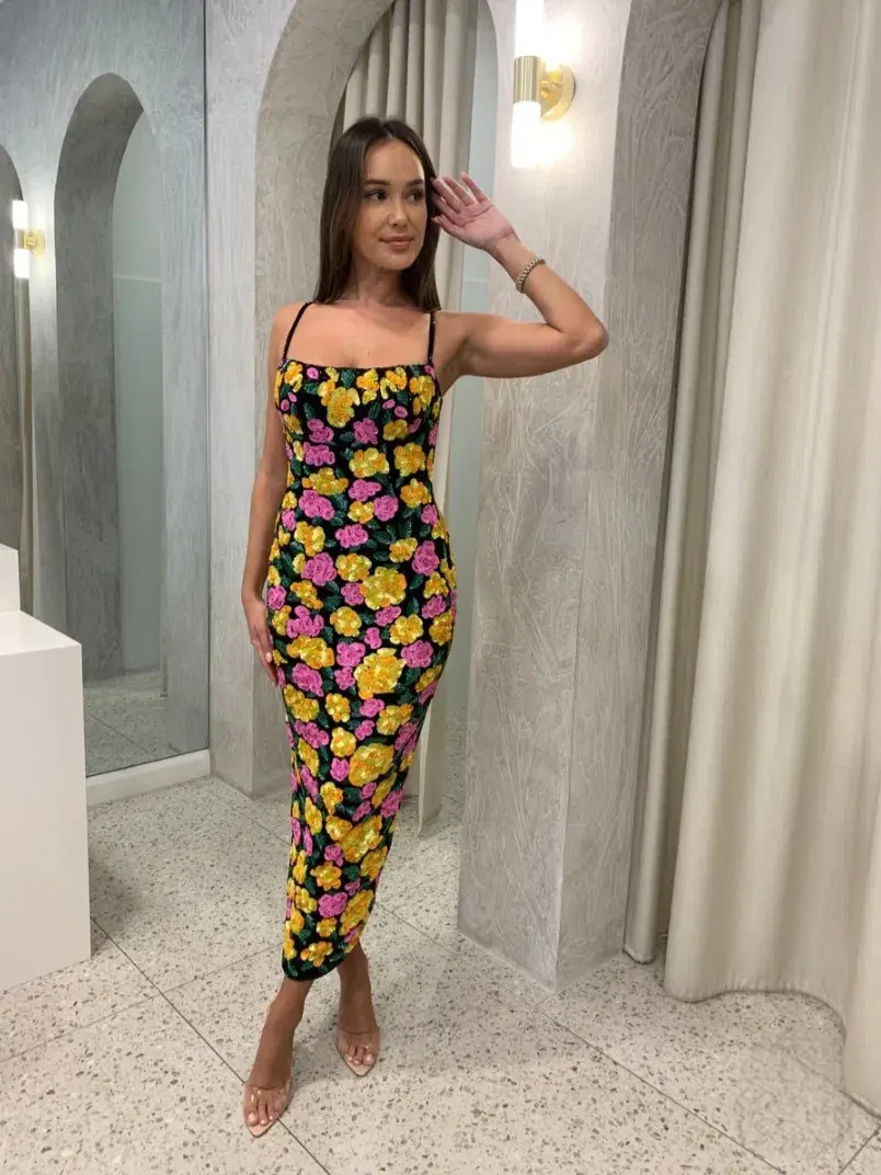 Rachel Gilbert Dallas Midi Dress Floral 4/AU14 - Image 6