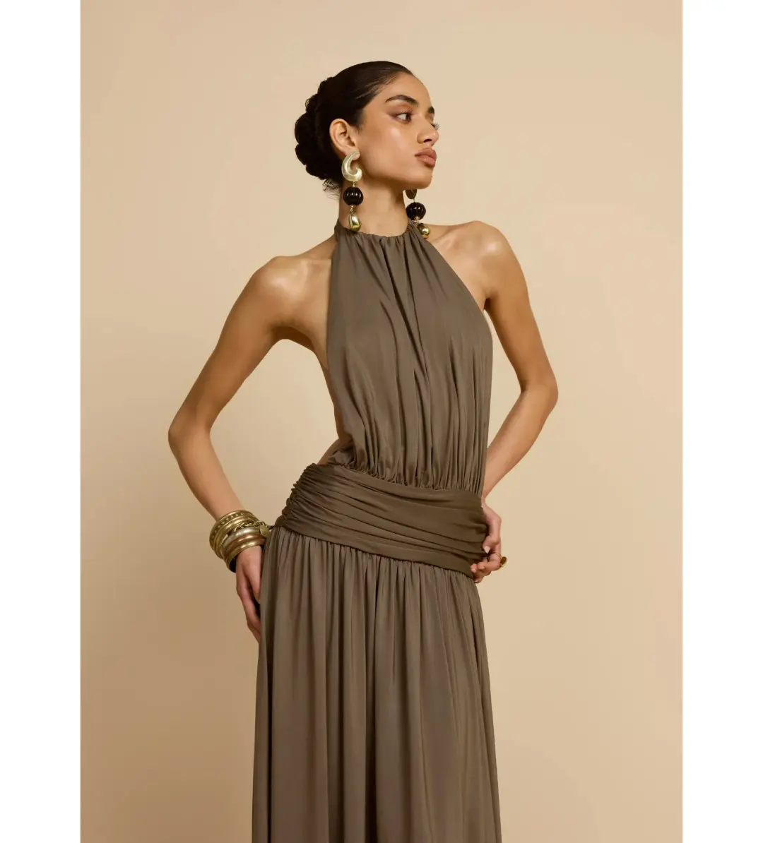 Arcina Ori Santina Maxi Dress Khaki Size S / AU 8 for rent on The Volte - main image
