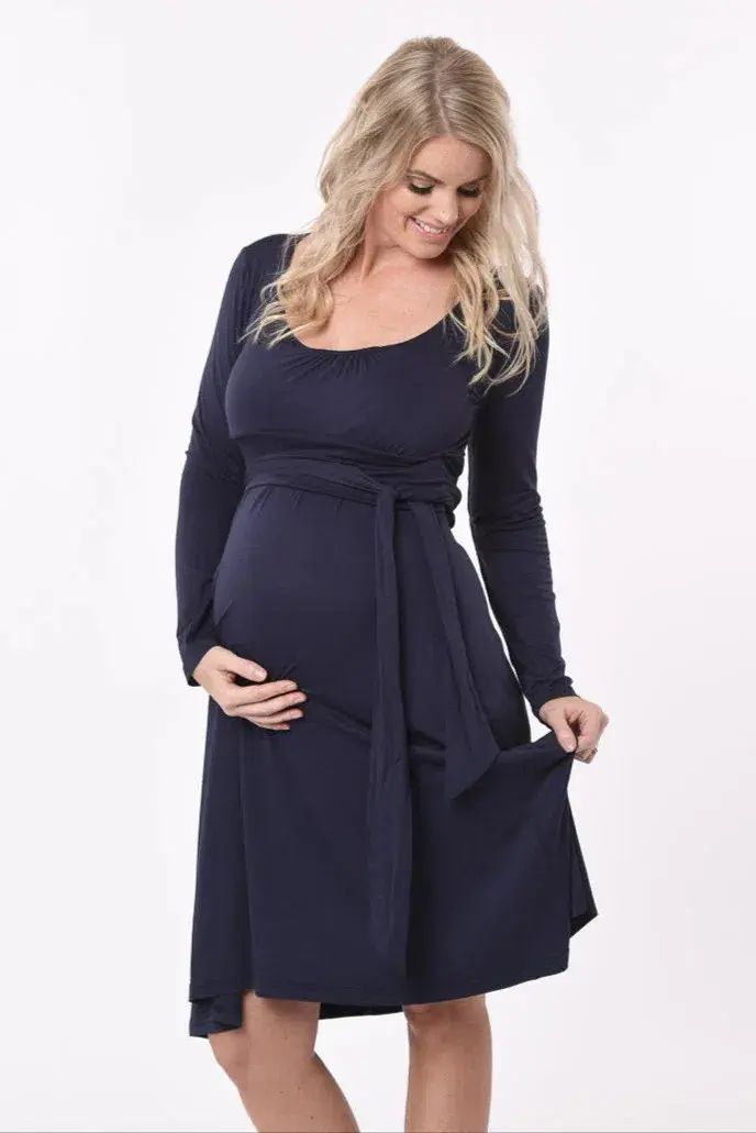 Meamama Navy Long Sleeve Bella Maternity Dress Navy Size 14 - Image 3