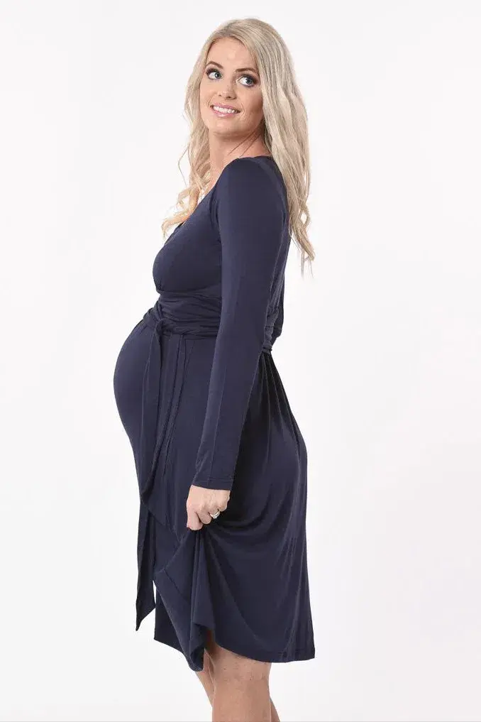Meamama Navy Long Sleeve Bella Maternity Dress Navy Size 14 for rent on The Volte - main image