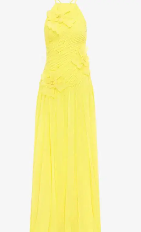 Leo Lin Amaya Floral Applique Gown in Sunshine Size 6 - Image 1