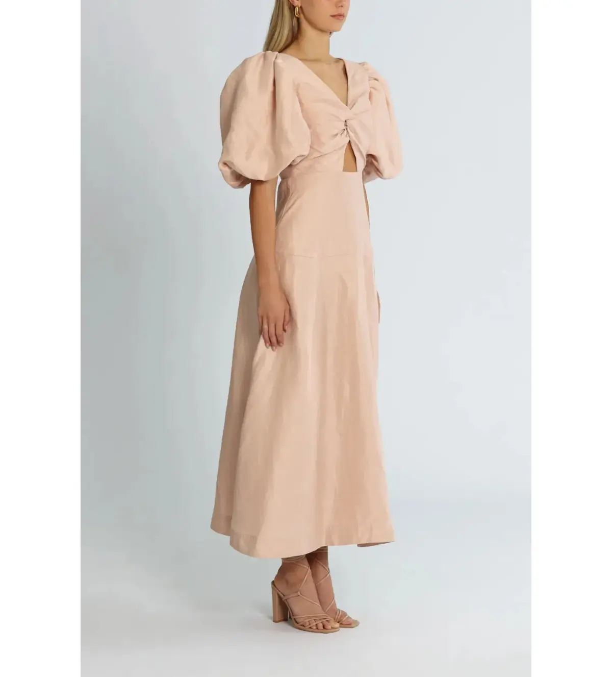 Aje Twist Knot Midi Dress Puff Sleeve Dusk Size 10 - Image 2