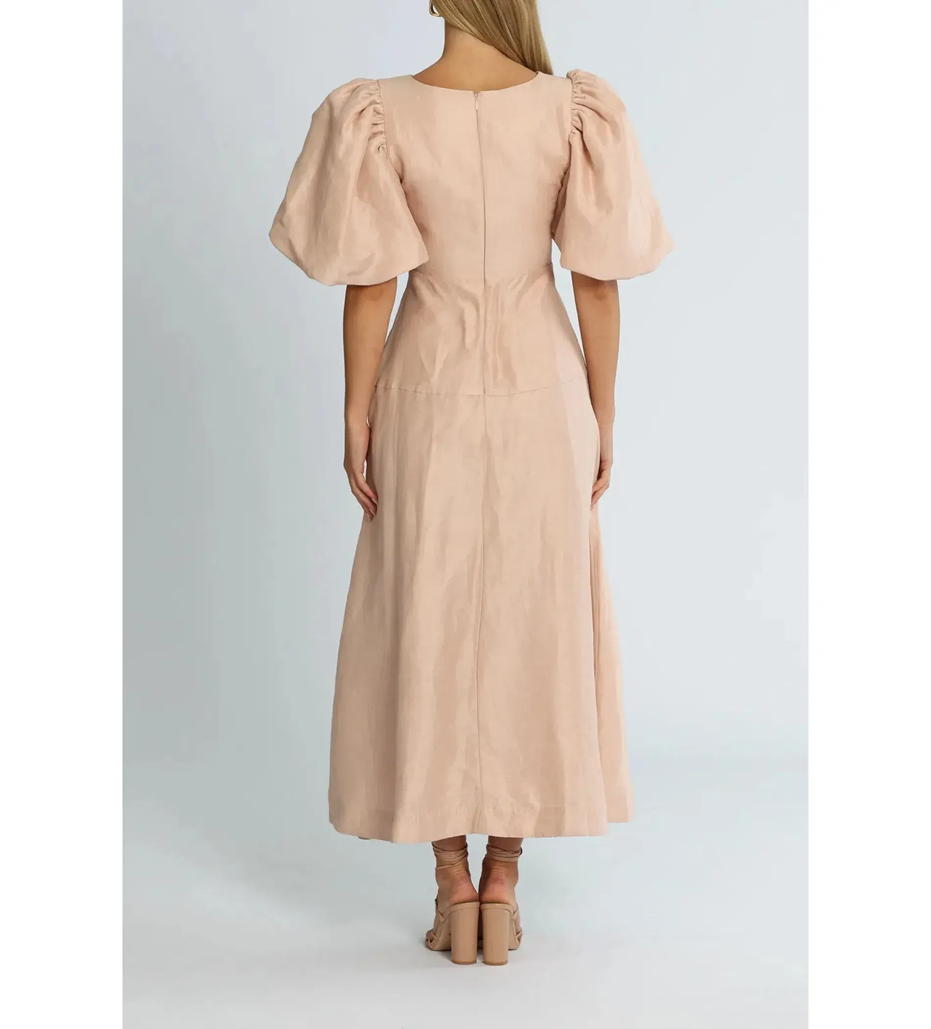 Aje Twist Knot Midi Dress Puff Sleeve Dusk Size 10 - Image 3