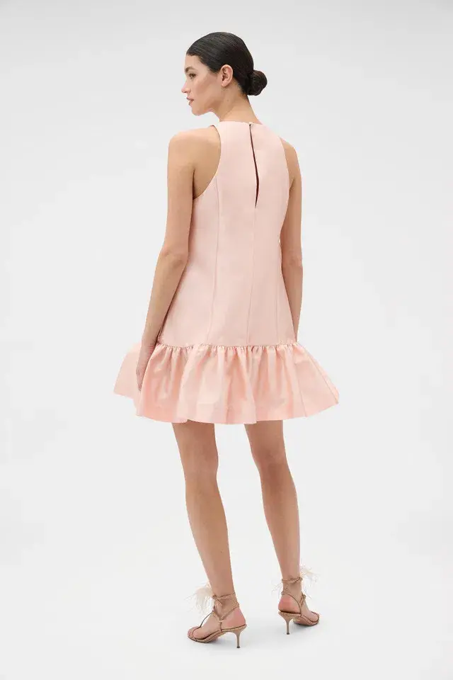 Oroton Halter Mini Dress Apple Peach Size 8 for rent on The Volte - main image