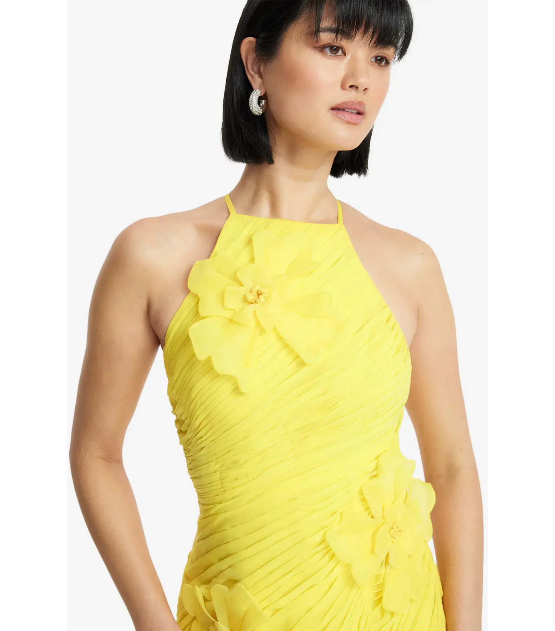 Leo Lin Amya Floral Appliqué Maxi Gown in Sunshine Size AU 10 - Image 4