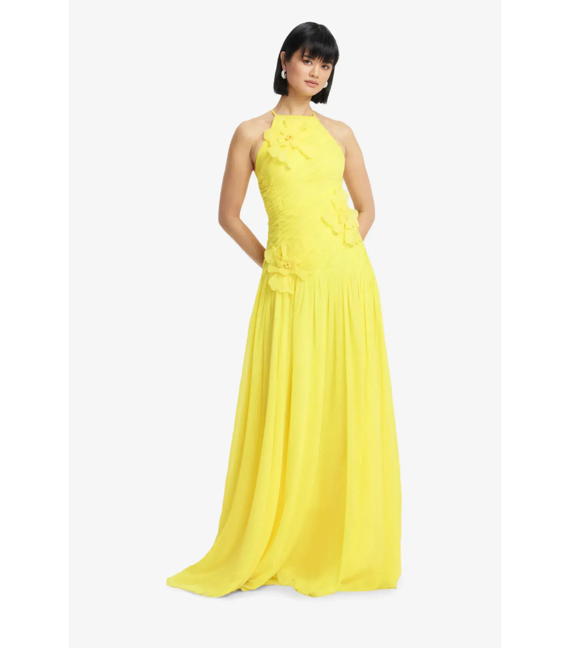 Leo Lin Amya Floral Appliqué Maxi Gown in Sunshine Size AU 10 - Image 2