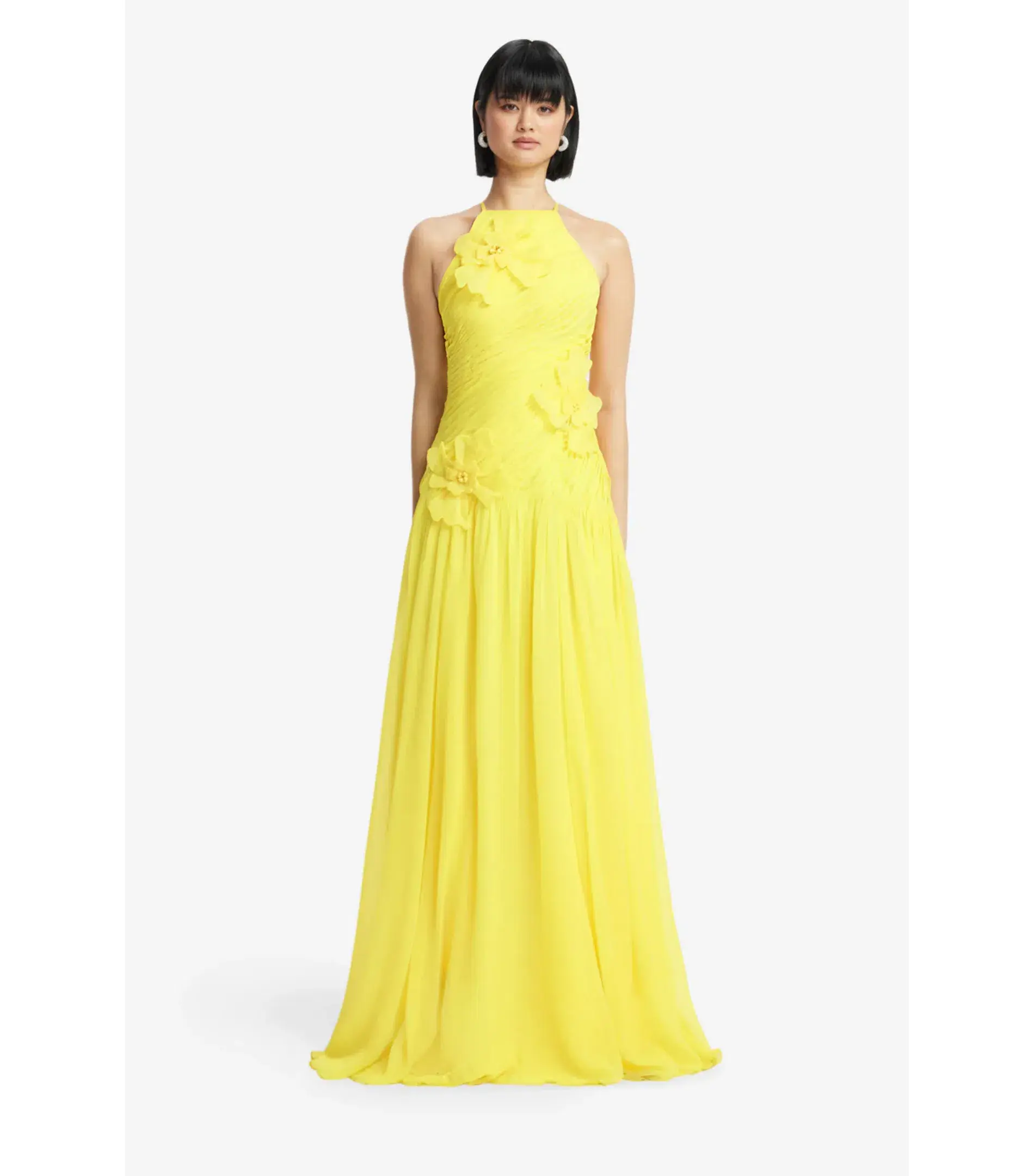 Leo Lin Amya Floral Appliqué Maxi Gown in Sunshine Size AU 10 - Image 1