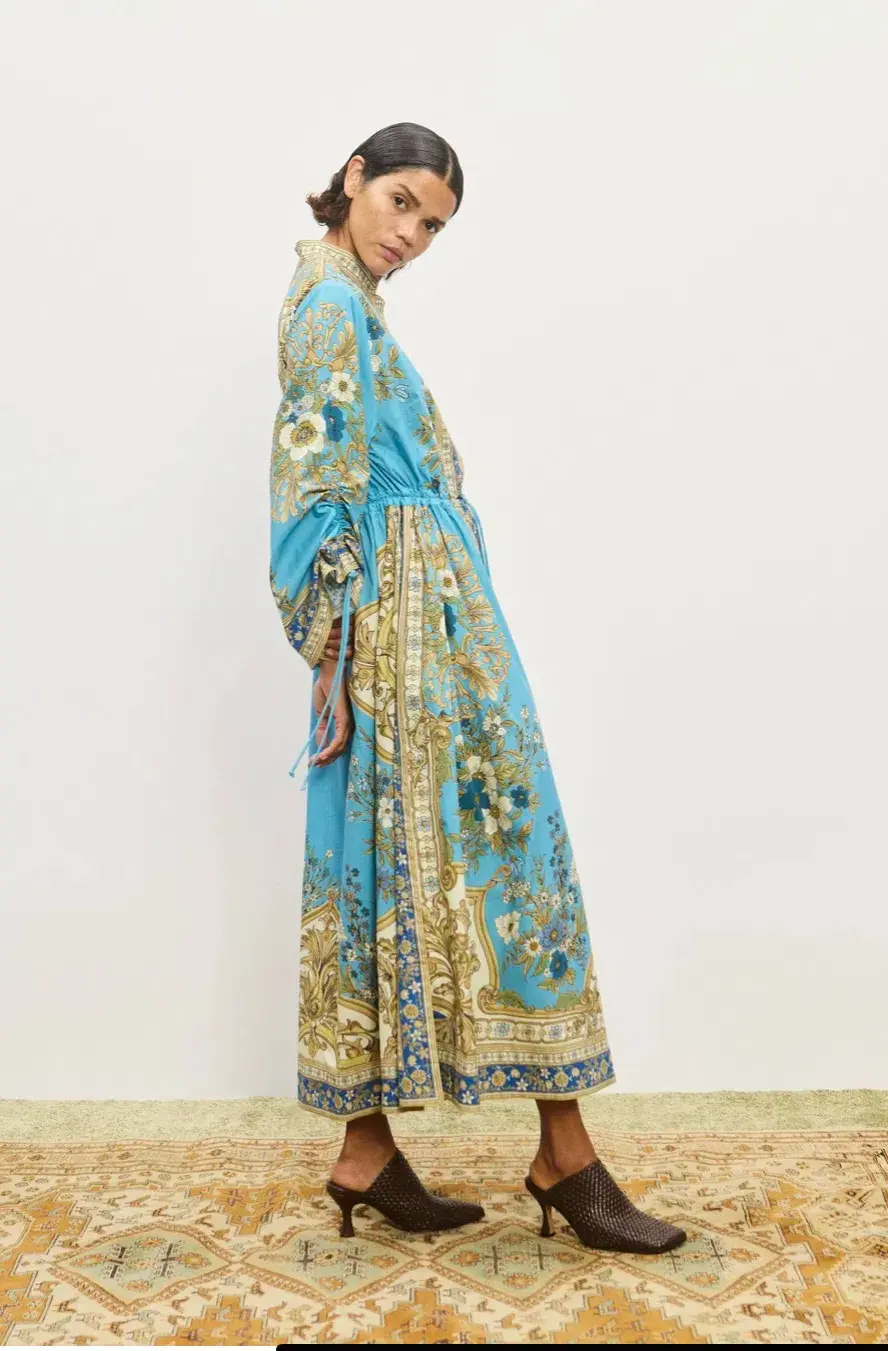 Alemais Cassie Pool Midi Dress in Blue Coral Floral Size 10  for rent on The Volte - main image