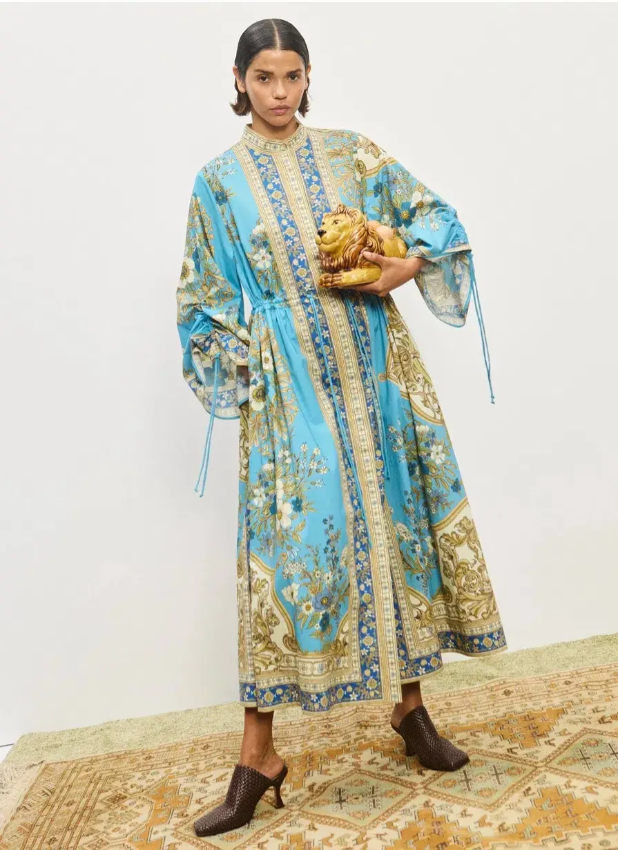 Alemais Cassie Pool Midi Dress in Blue Coral Floral Size 10  for rent on The Volte - main image