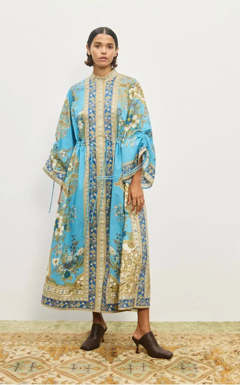 Alemais Cassie Pool Midi Dress in Blue Coral Floral Size 10  - Image 3