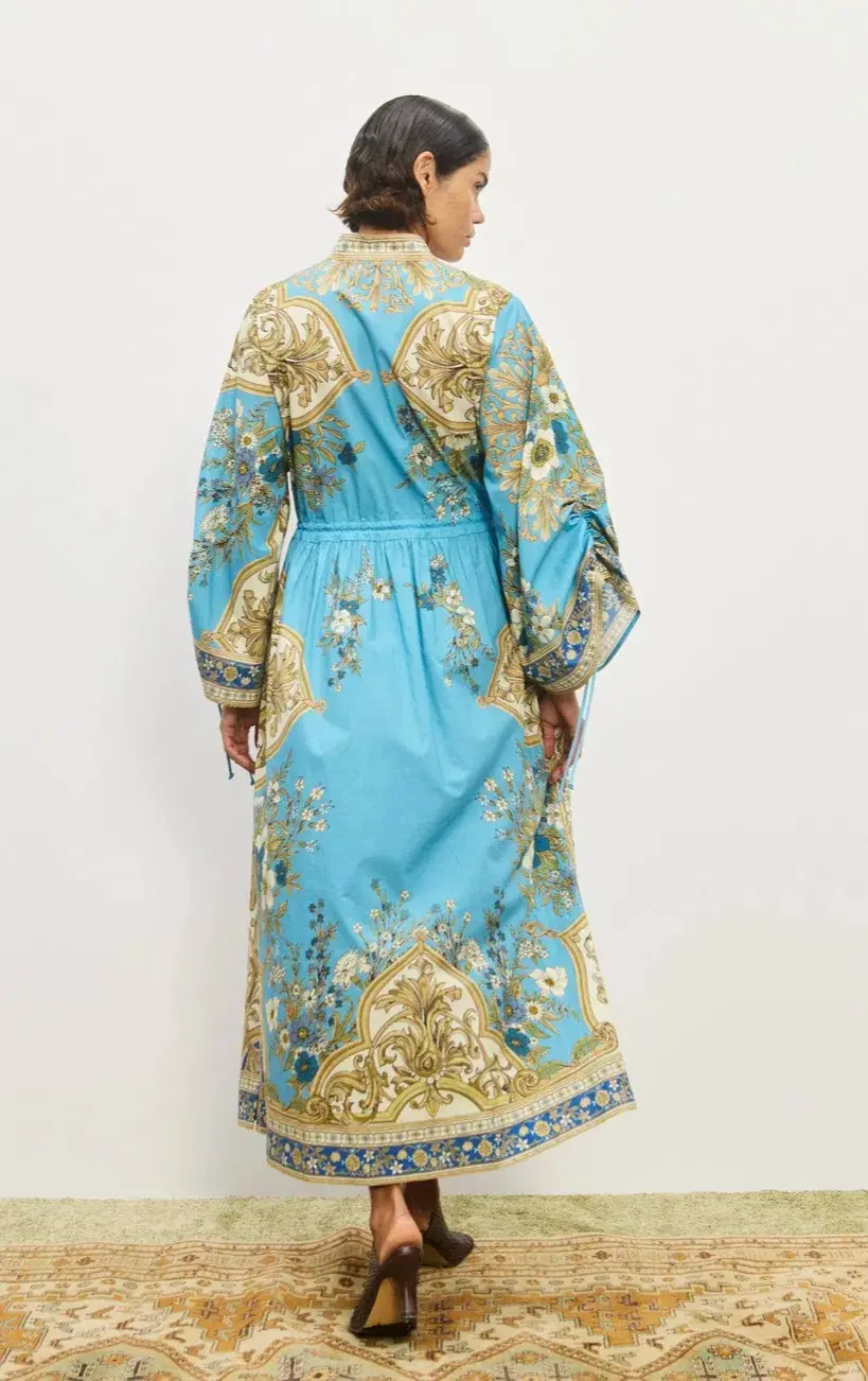 Alemais Cassie Pool Midi Dress in Blue Coral Floral Size 10  - Image 4