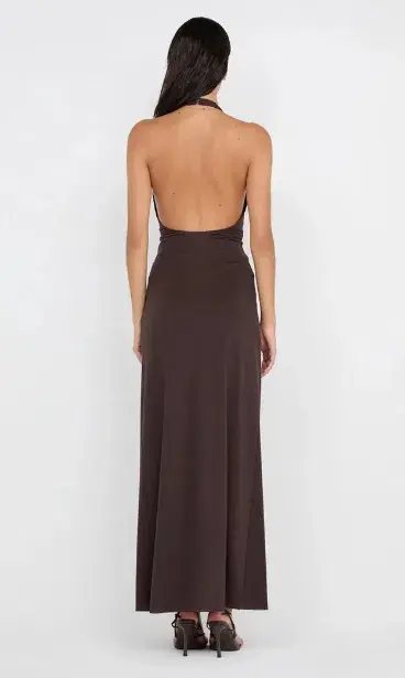 Bec & Bridge Tillie Drape Maxi Dress Chocolate Brown Size AU 6  - Image 3