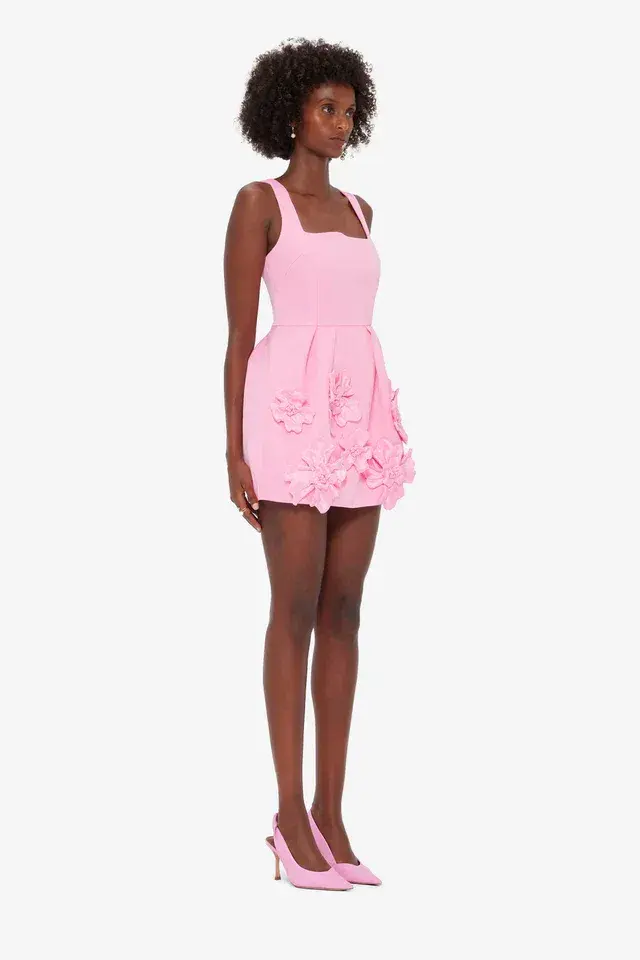 Leo Lin Piper Floral Appliqué Mini Dress Size 6 - Image 3