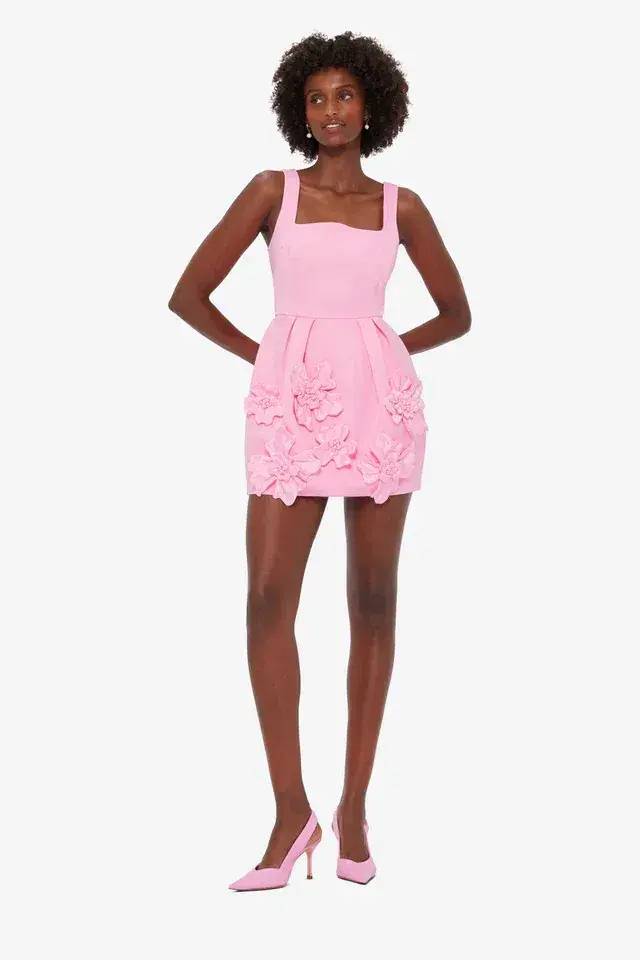 Leo Lin Piper Floral Appliqué Mini Dress Size 6 - Image 2
