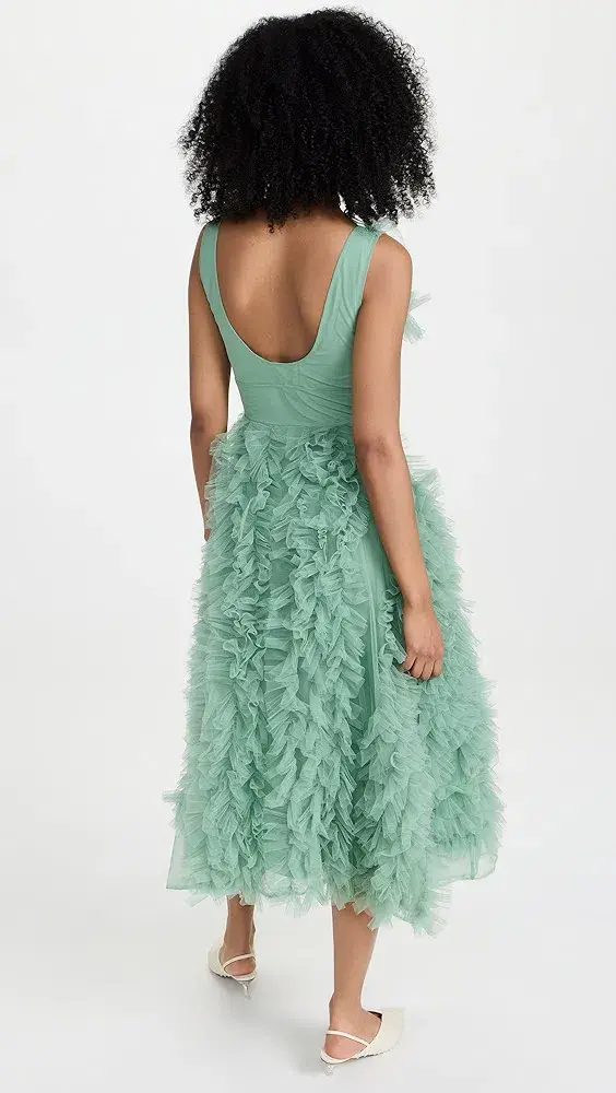 Molly Goddard Mertyl Tiered Ruffled Tulle Midi Dress Size 12 - Image 5