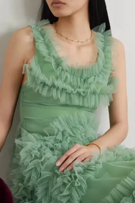 Molly Goddard Mertyl Tiered Ruffled Tulle Midi Dress Size 12 - Image 7