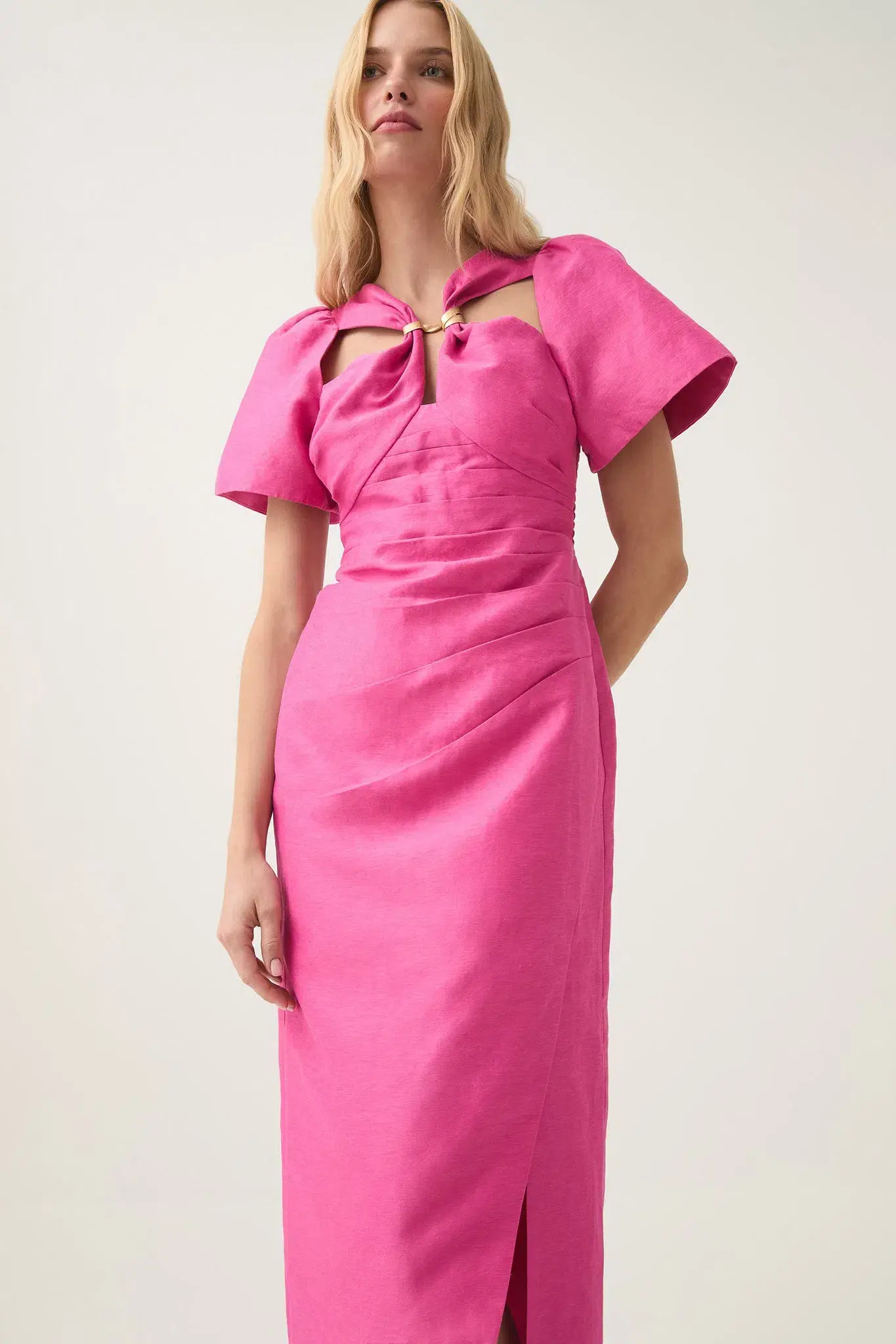 Aje Presence Twisted Midi Dress Pink Size 12 - Image 3