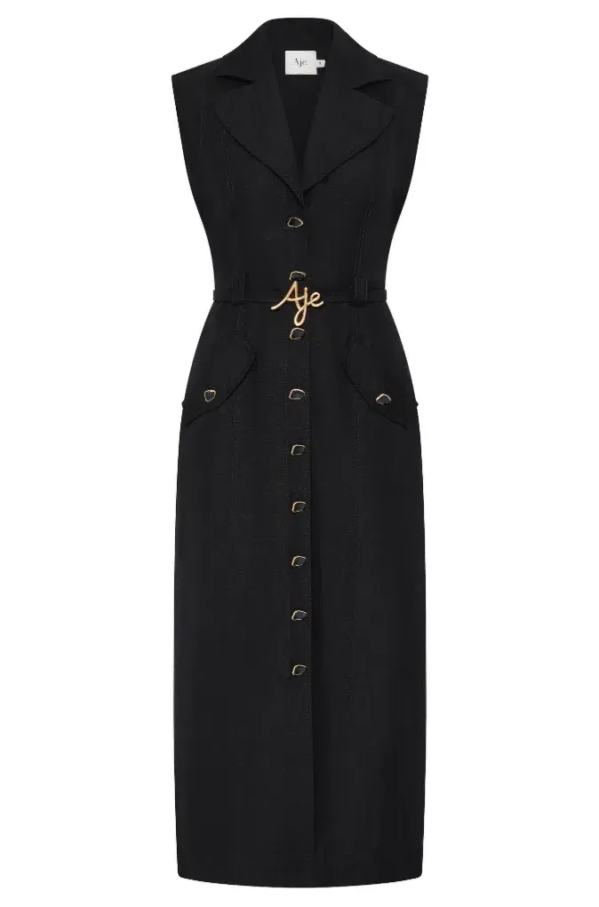 Aje Desiree Utility Shirt Midi Dress Black Size 8 - Image 5