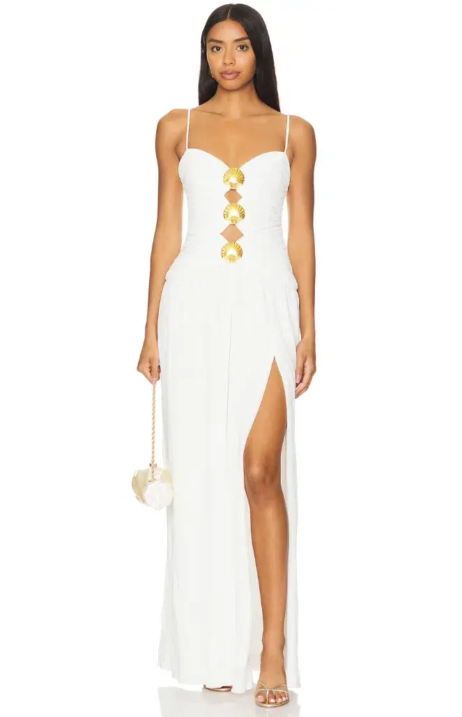 Rebecca Vallance Guinevere Cut Out Slip Maxi Gown Ivory Size 10 - Image 1
