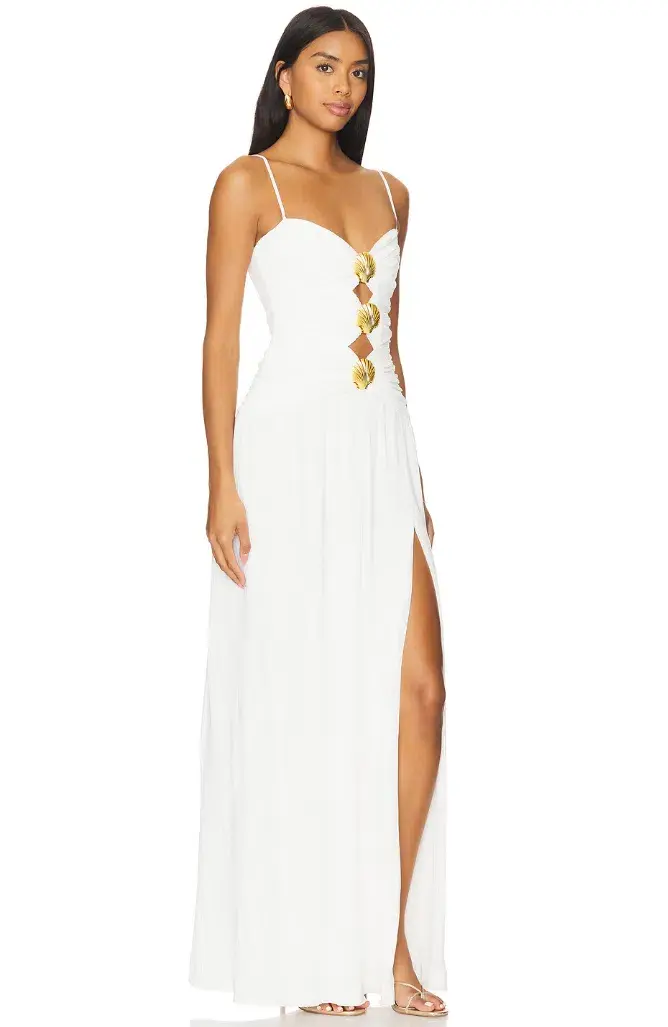 Rebecca Vallance Guinevere Cut Out Slip Maxi Gown Ivory Size 10 - Image 2