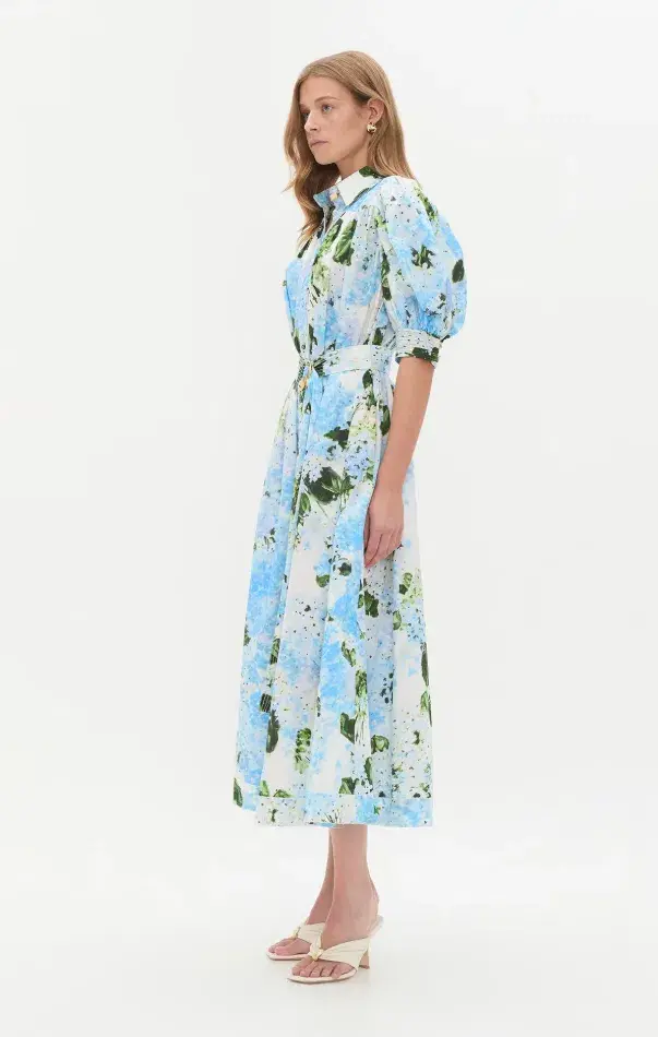 Aje Manifest Midi Dress Blue Multi Size 12 - Image 2