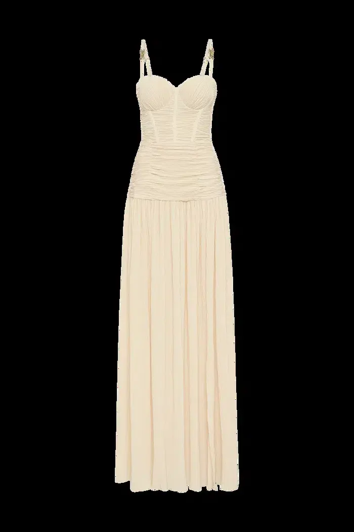 Manning Cartell Double Time Pleat Maxi Dress Nougat Size AU 6 - Image 4