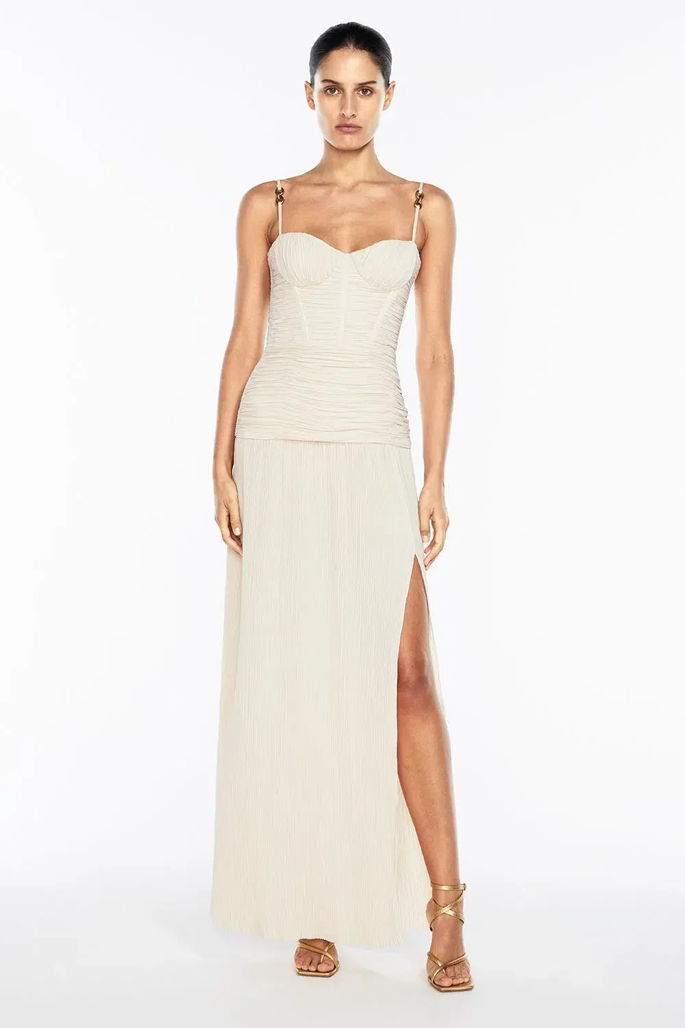 Manning Cartell Double Time Pleat Maxi Dress Nougat Size AU 6 - Image 1