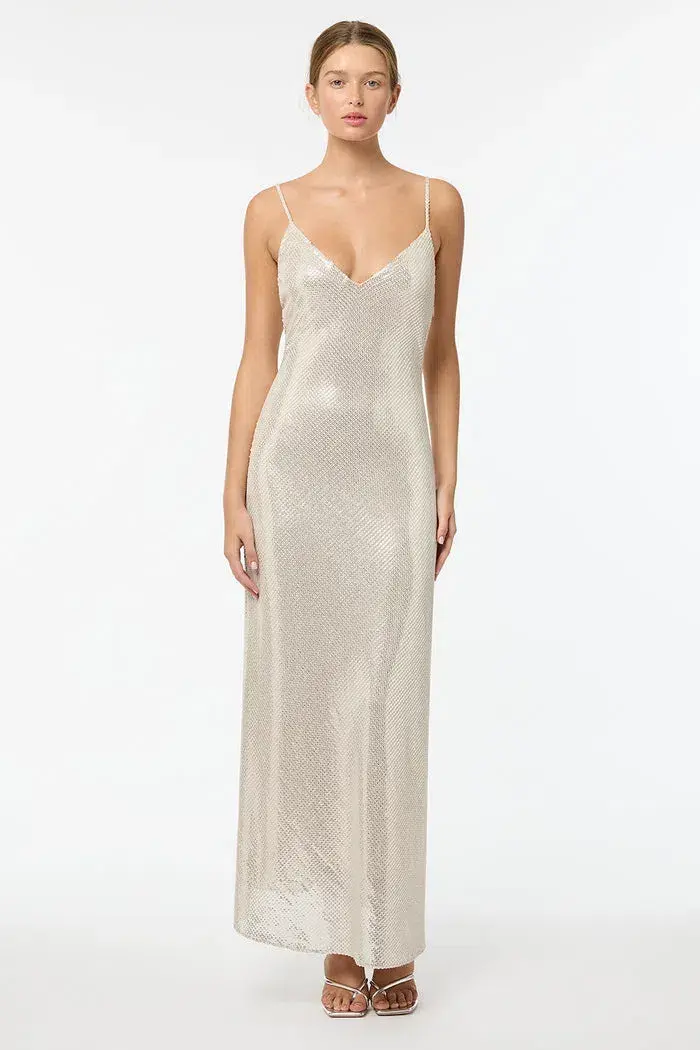 Manning Cartell High Voltage Slip Maxi Dress Nude Silver Size 6  - Image 1