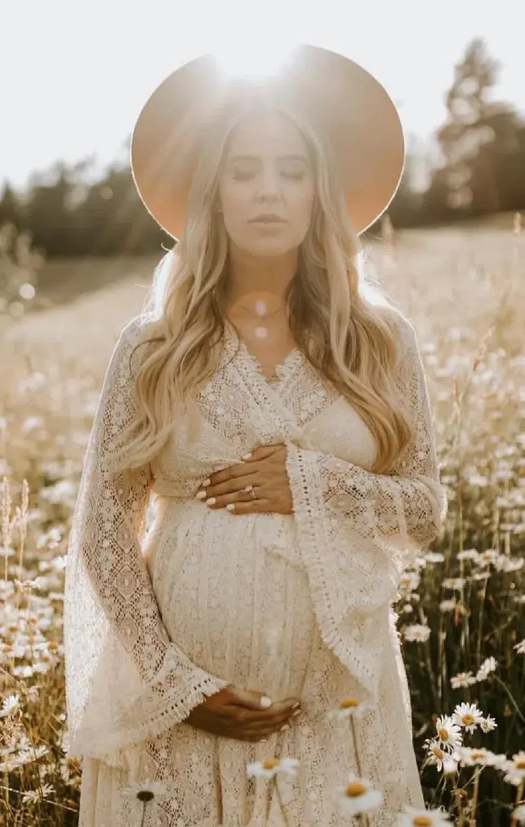 Coven & Co Boho Maternity Pirate Queen Gown Cream  Size S / AU 10 - Image 9