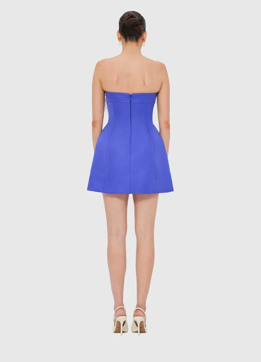 Leo Lin Rosario Appliqué Floral Bustier Mini Dress Lapis Size AU  12 - Image 2