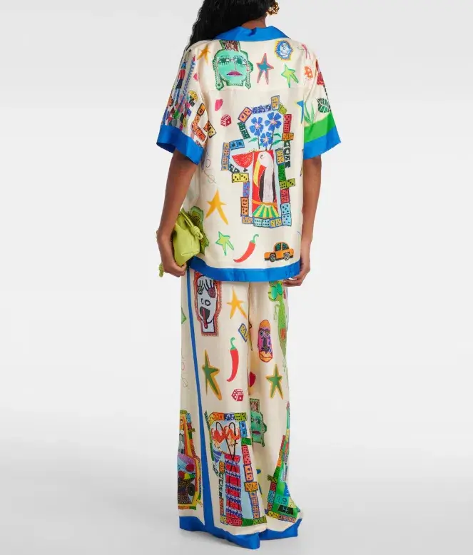 Alemais Rollers Silk Twill Shirt and Pants Multi Size AU 12 - Image 2
