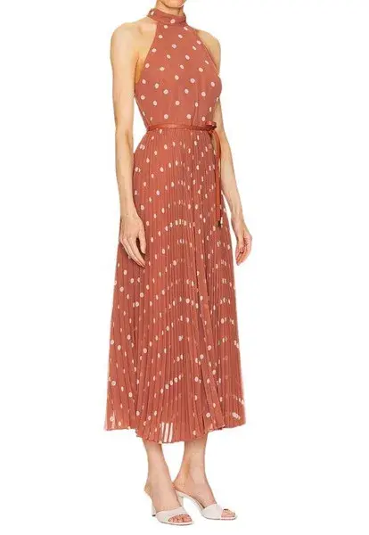 Zimmermann Sunray Picnic Dress Aragon/Cream Polka Dot, Leather Tie Belt Size 4/AU16 for rent on The Volte - main image