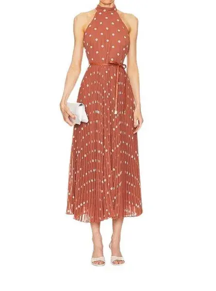 Zimmermann Sunray Picnic Dress Aragon/Cream Polka Dot, Leather Tie Belt Size 4/AU16 - Image 2