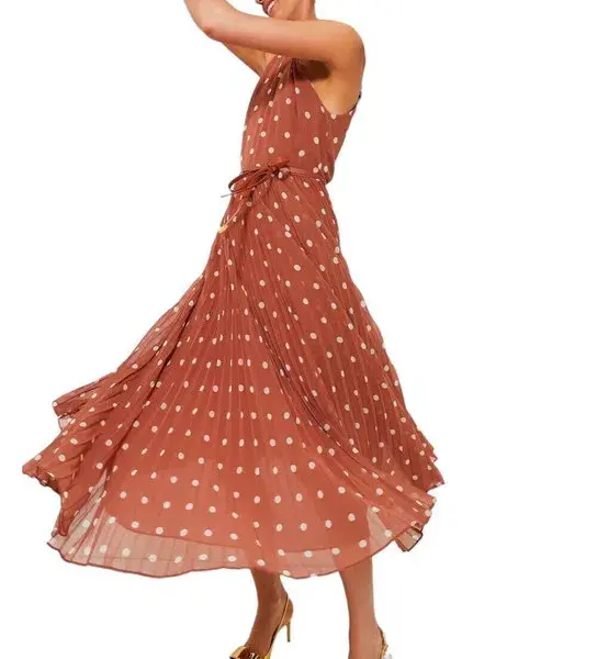 Zimmermann Sunray Picnic Dress Aragon/Cream Polka Dot, Leather Tie Belt Size 4/AU16 for rent on The Volte - main image