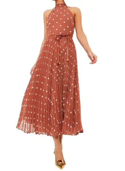 Zimmermann Sunray Picnic Dress Aragon/Cream Polka Dot, Leather Tie Belt Size 4/AU16 for rent on The Volte - main image