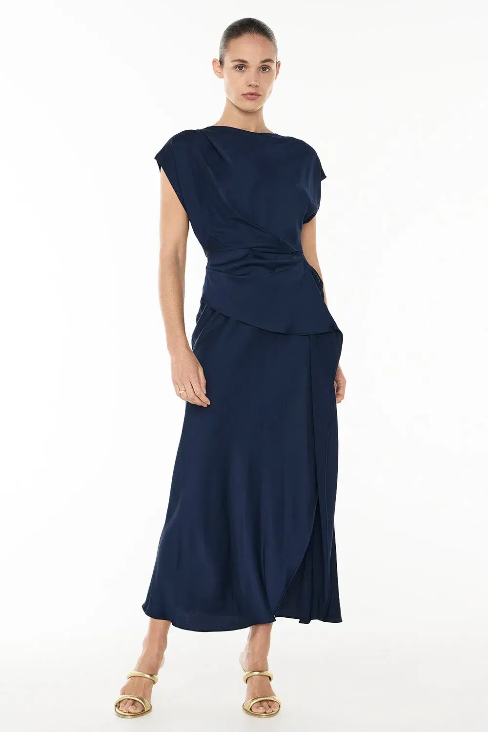 Manning Cartell Fluid Notion Drape Dress Navy Size 10 - Image 1