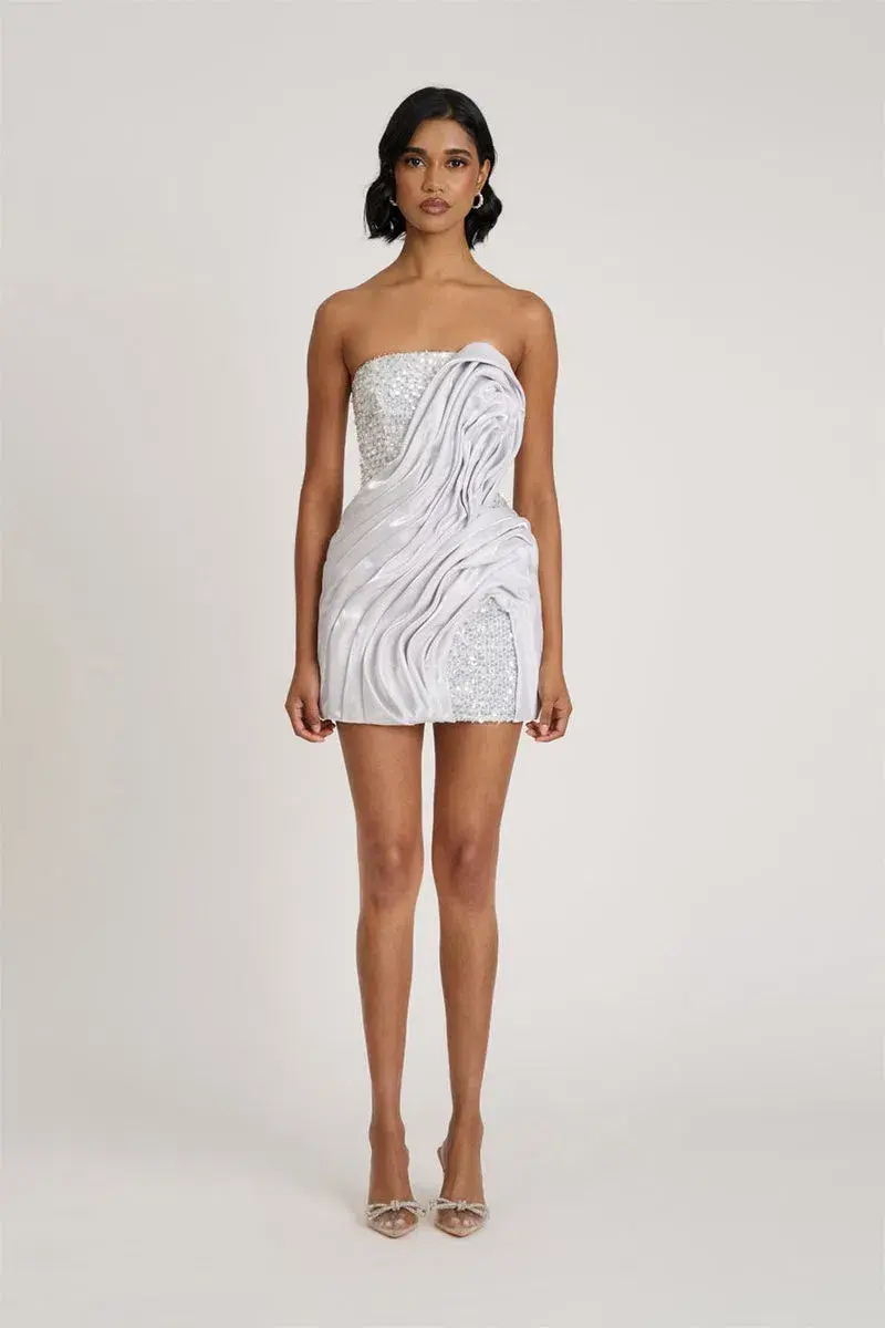 Eliya The Label Naya Mini Dress Silver Size XS / AU 6 - Image 1