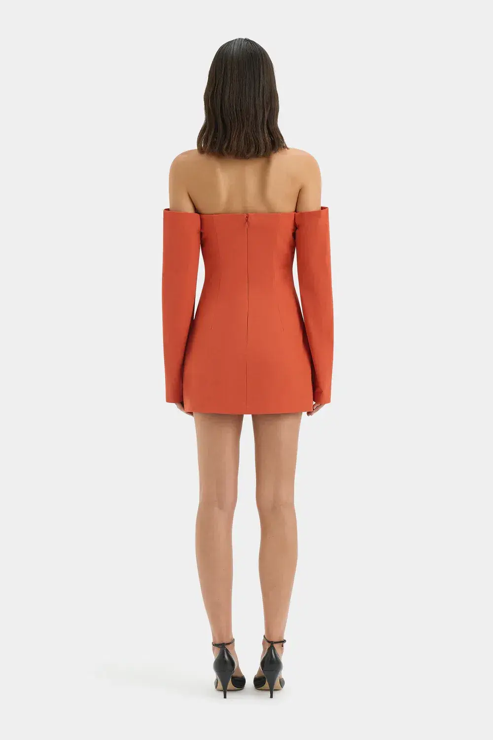 Sir the Label Rossana Off Shoulder Mini Dress Terracotta Size OP for rent on The Volte - main image