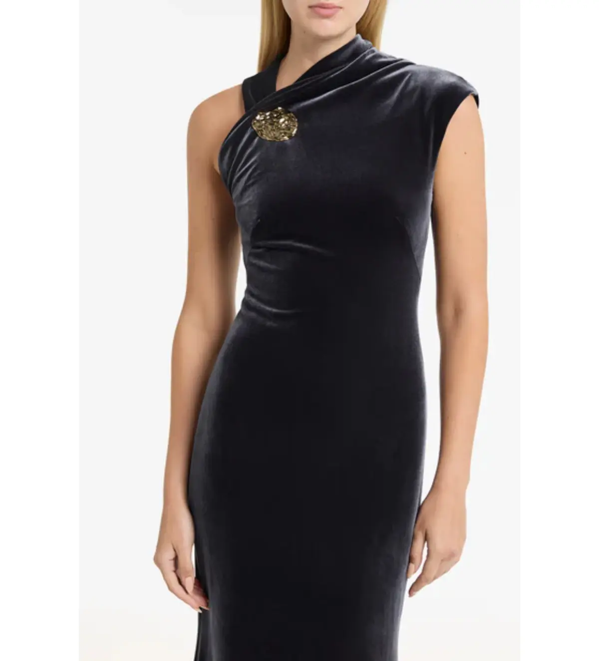 Carla Zampatti Midnight Velvet Button Gown in Blue Size AU 8 - Image 3