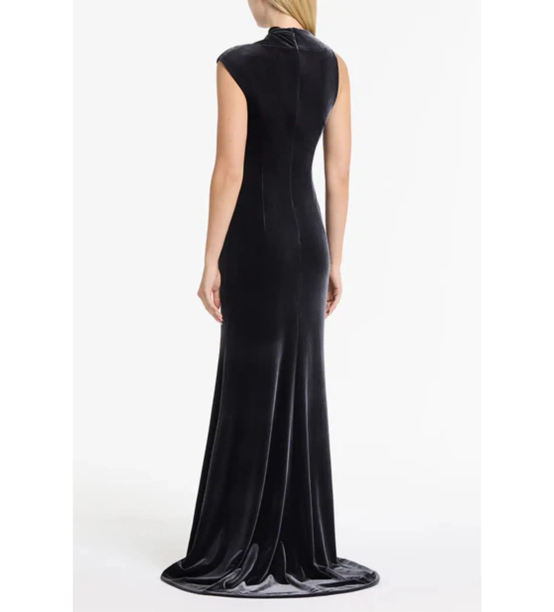 Carla Zampatti Midnight Velvet Button Gown in Blue Size AU 8 - Image 4